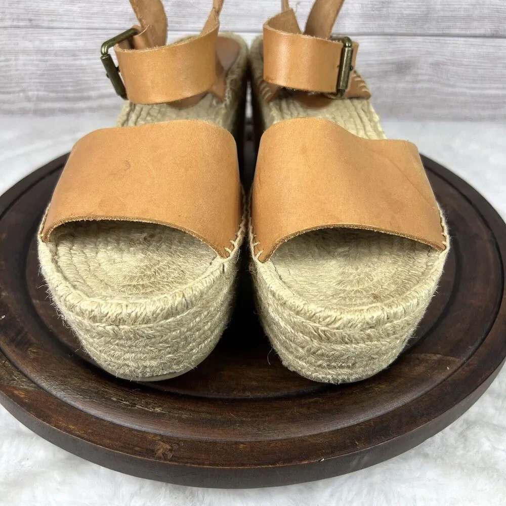SOLUDOS Minorca High Platform Leather Espadrille Wedge Sandals Shoes Size 10
